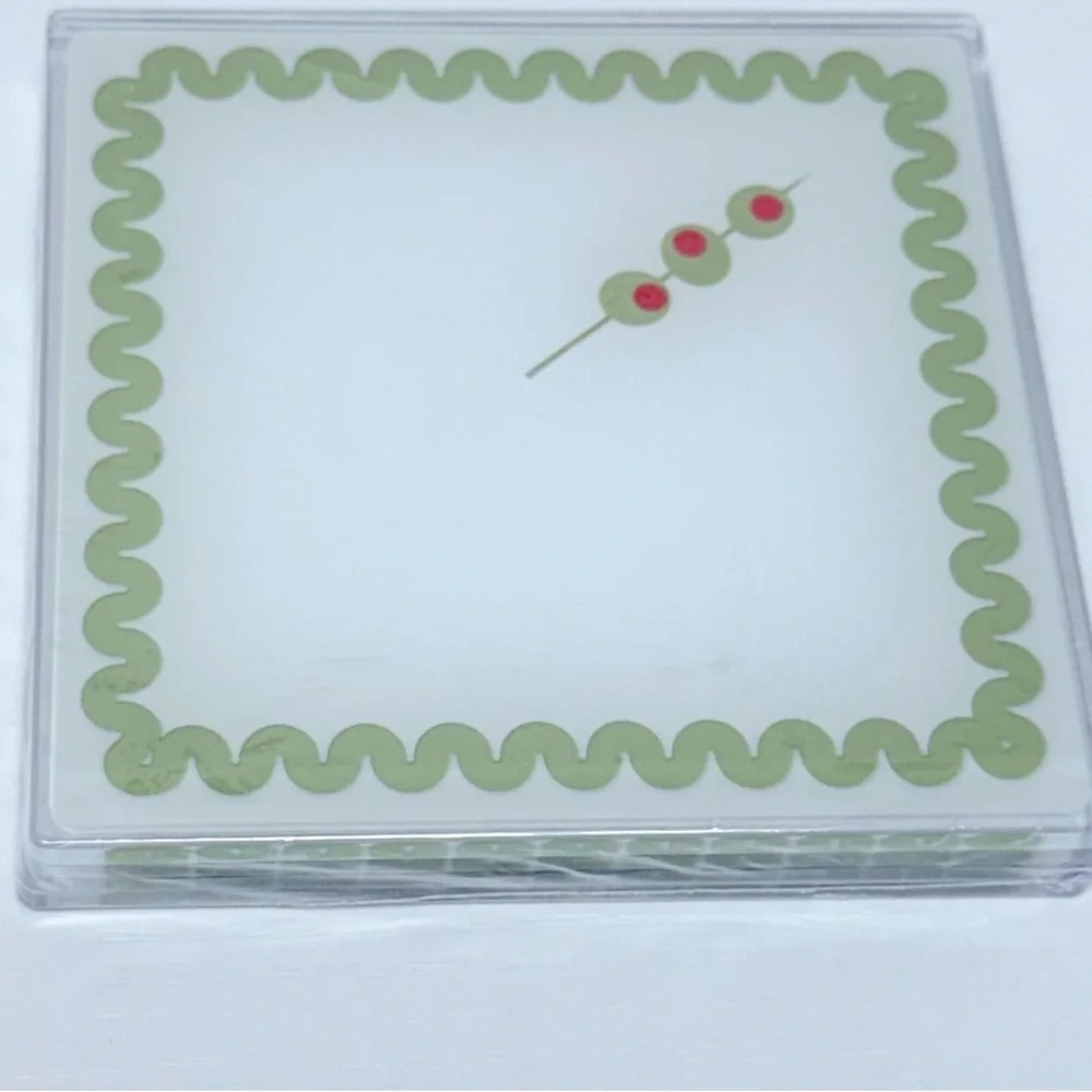3 for $15 SALE Target Set of 4 Coasters with Martini Olive design, New
